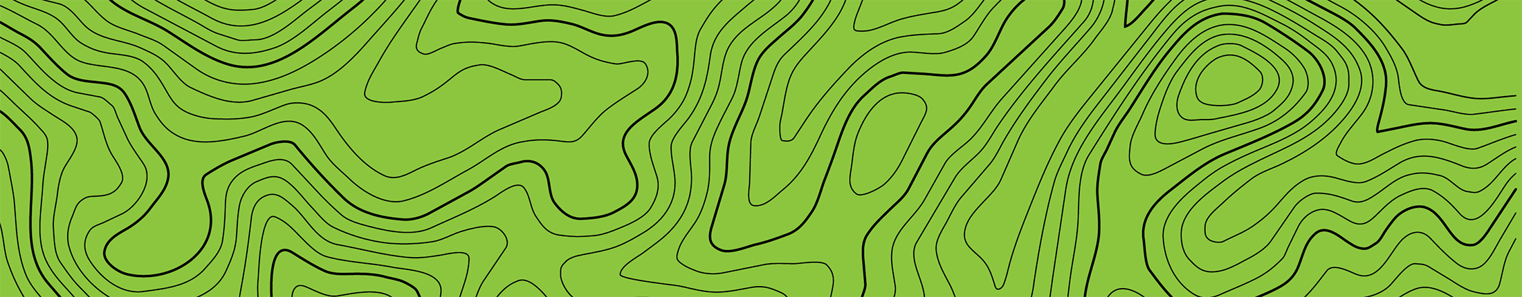 Abstract green topographic map with black contour lines indicating elevation. Curved shapes create a sense of depth and geographical landscape features.