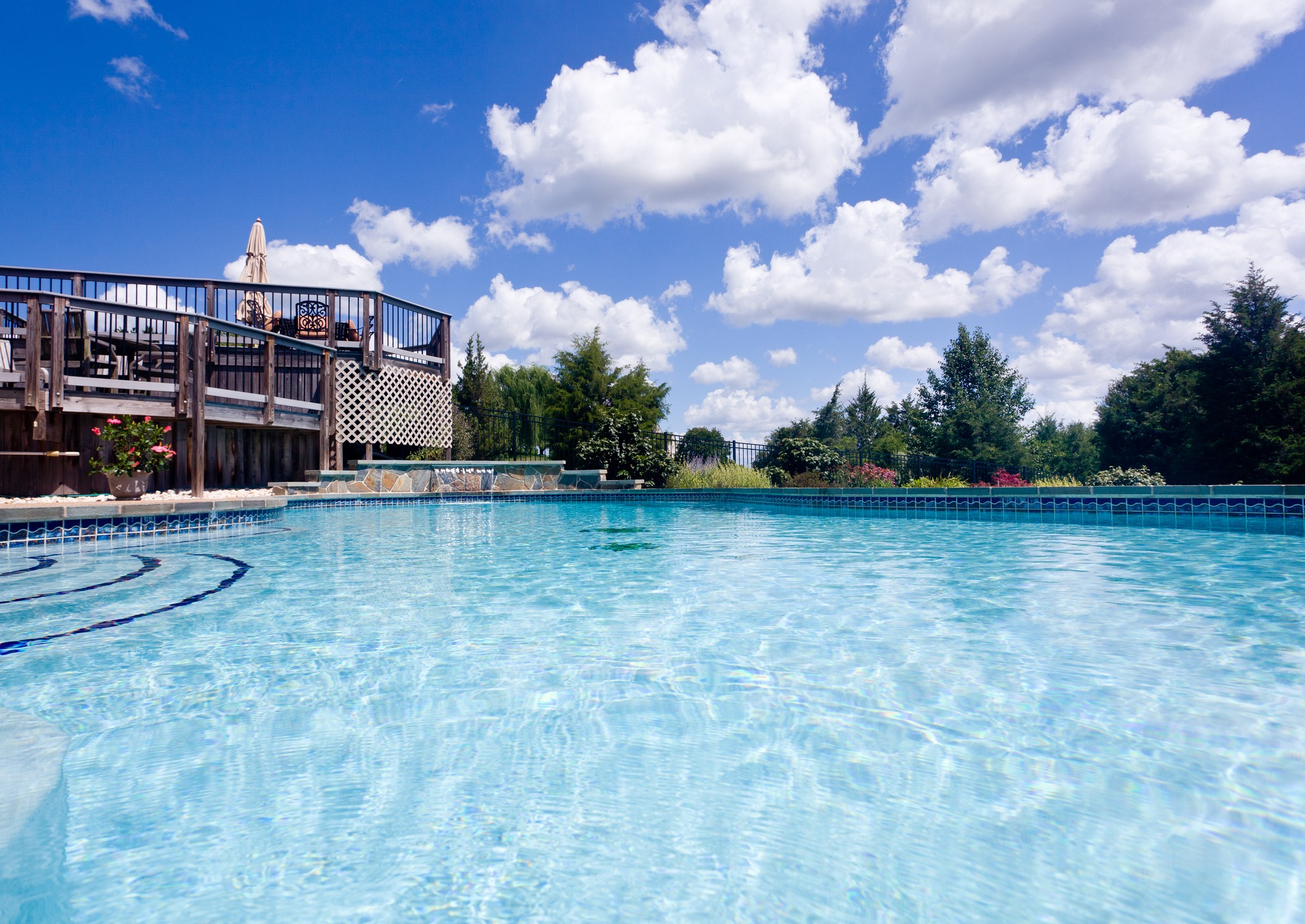 Backyard swimming pool and patio